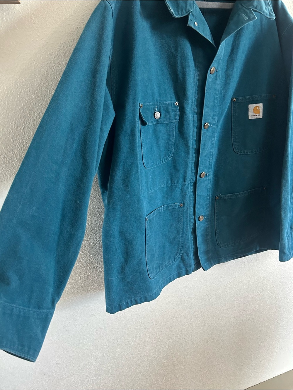 Vintage 90s Carhartt Teal Workwear Unlined Chore Jacket Mens Size XXL - Picture 2 of 8
